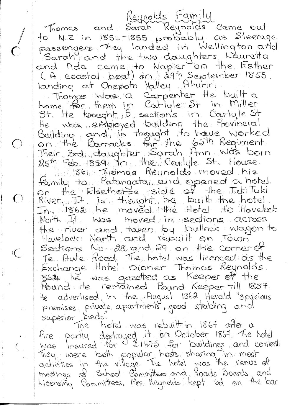 Reynolds Family History