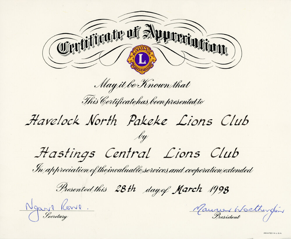 Certificate of Appreciation