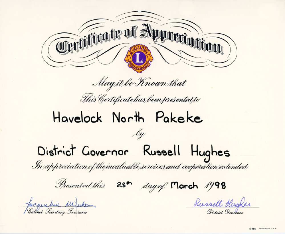Certificate of Appreciation