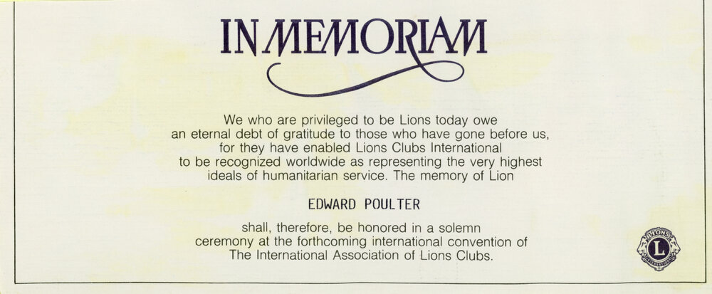 In Memoriam Edward Poulter