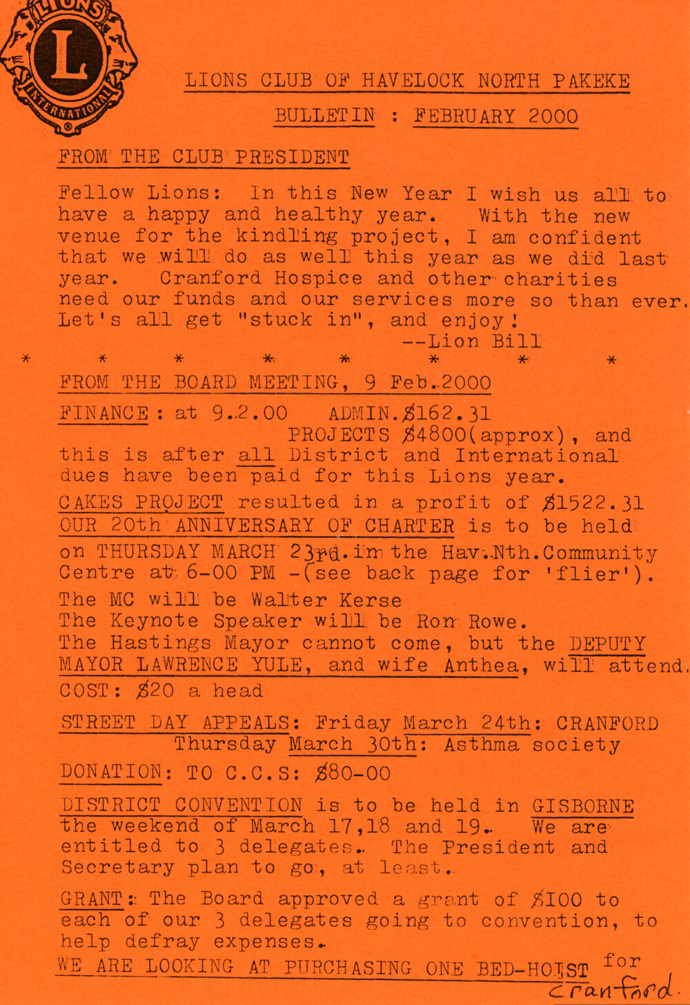 Bulletin February 2000