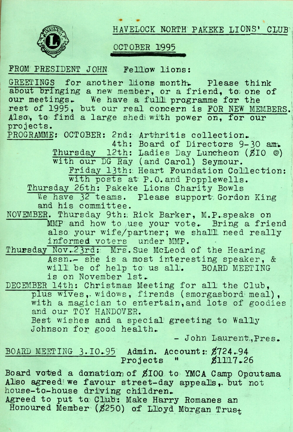 Bulletin October 1995