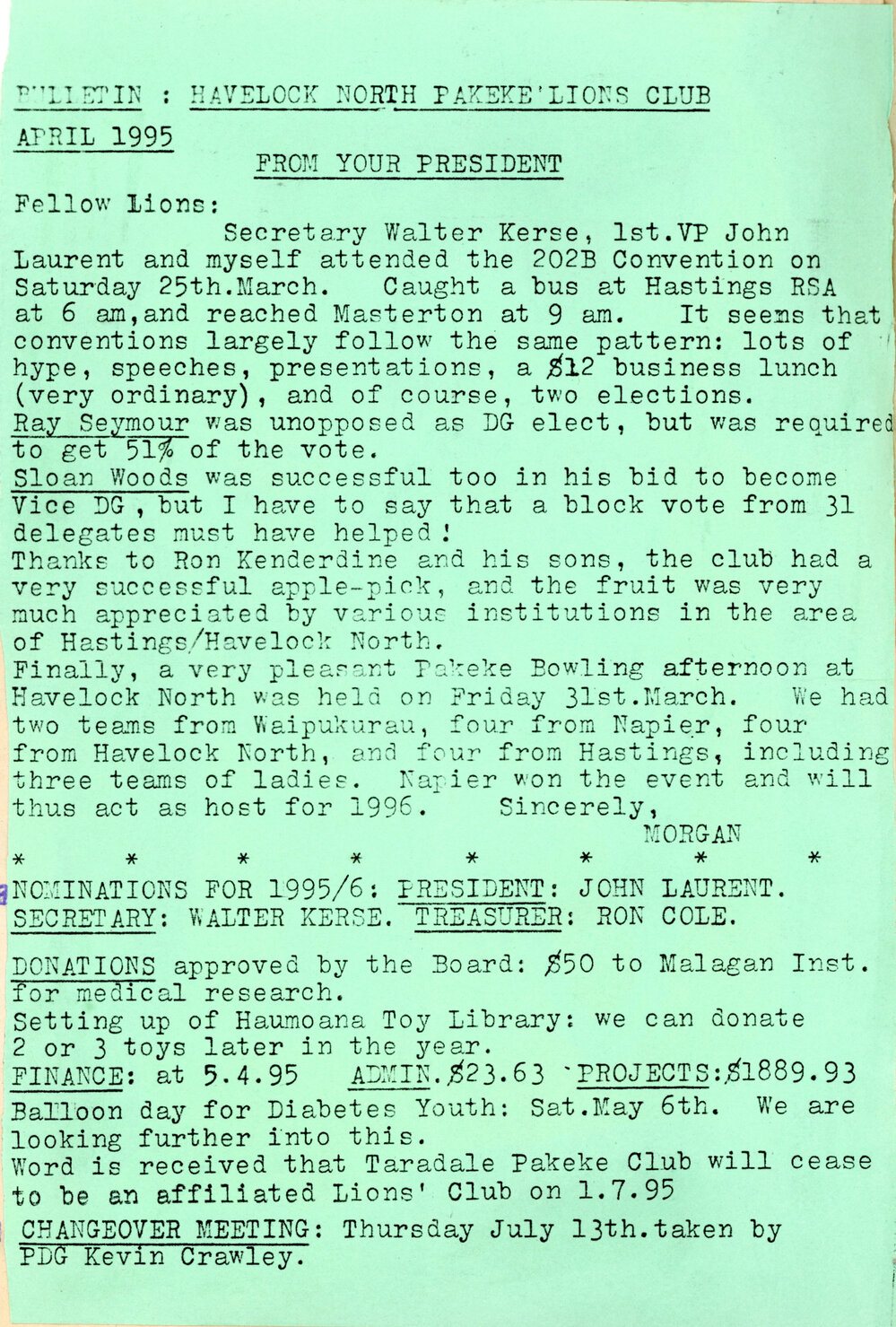 Bulletin April 1995