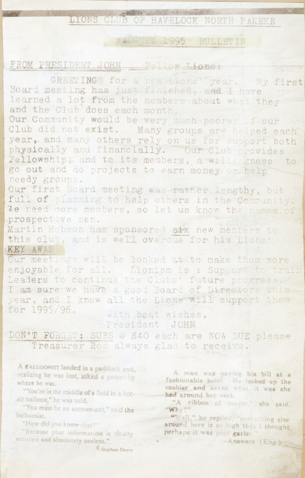 Bulletin August 1995
