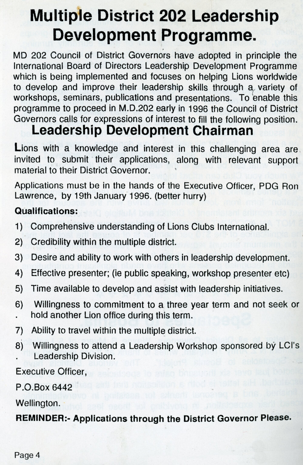 Multiple District 202 Leadership Development Programme
