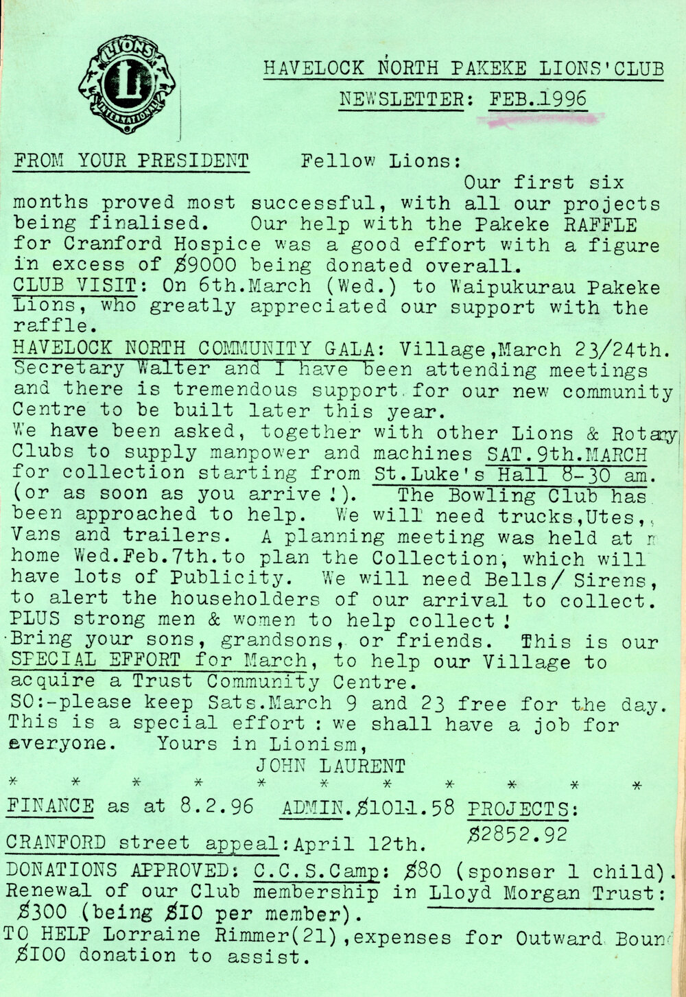 Bulletin February 1996