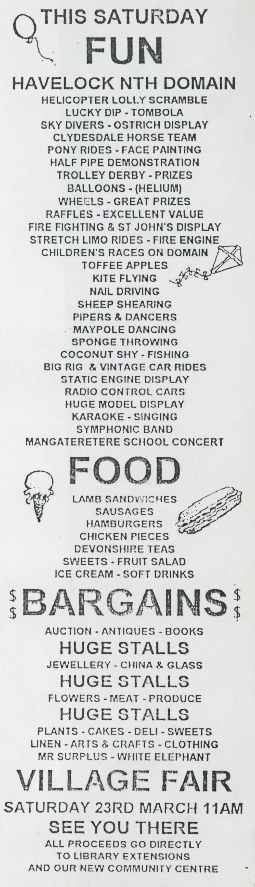 Advertisement for Havelock North Village Fair