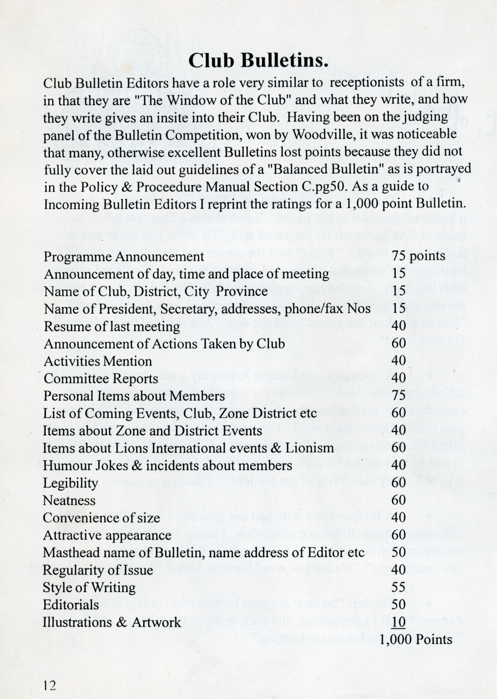 Guide to Writing Club Bulletins