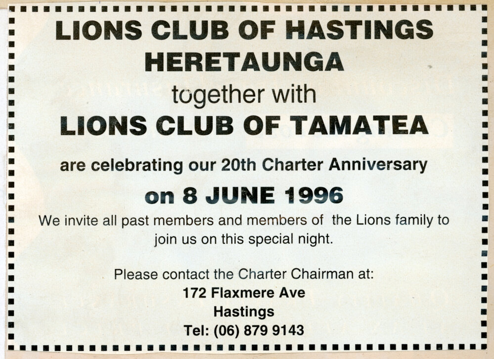 Lions Club of Hastings 20th Charter Anniversary