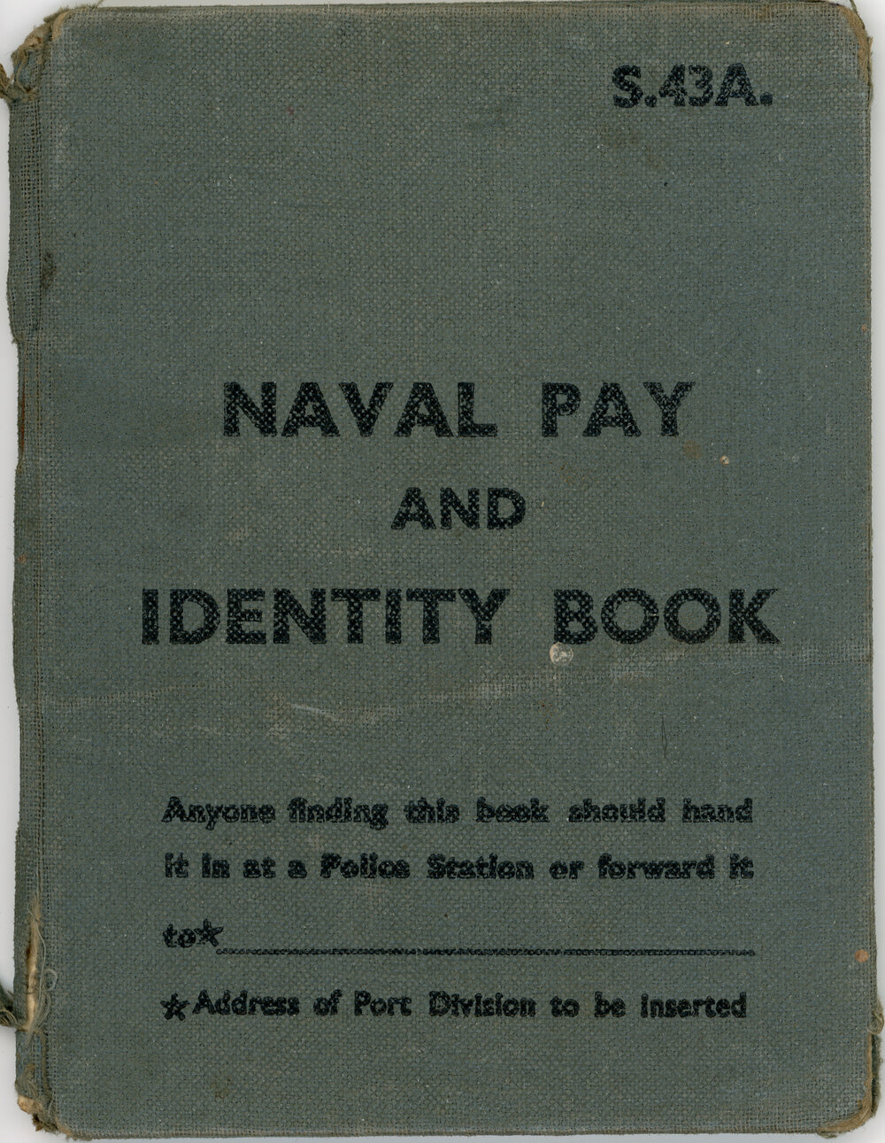 British Royal Navy Pay and Identity Card, World War Two.
