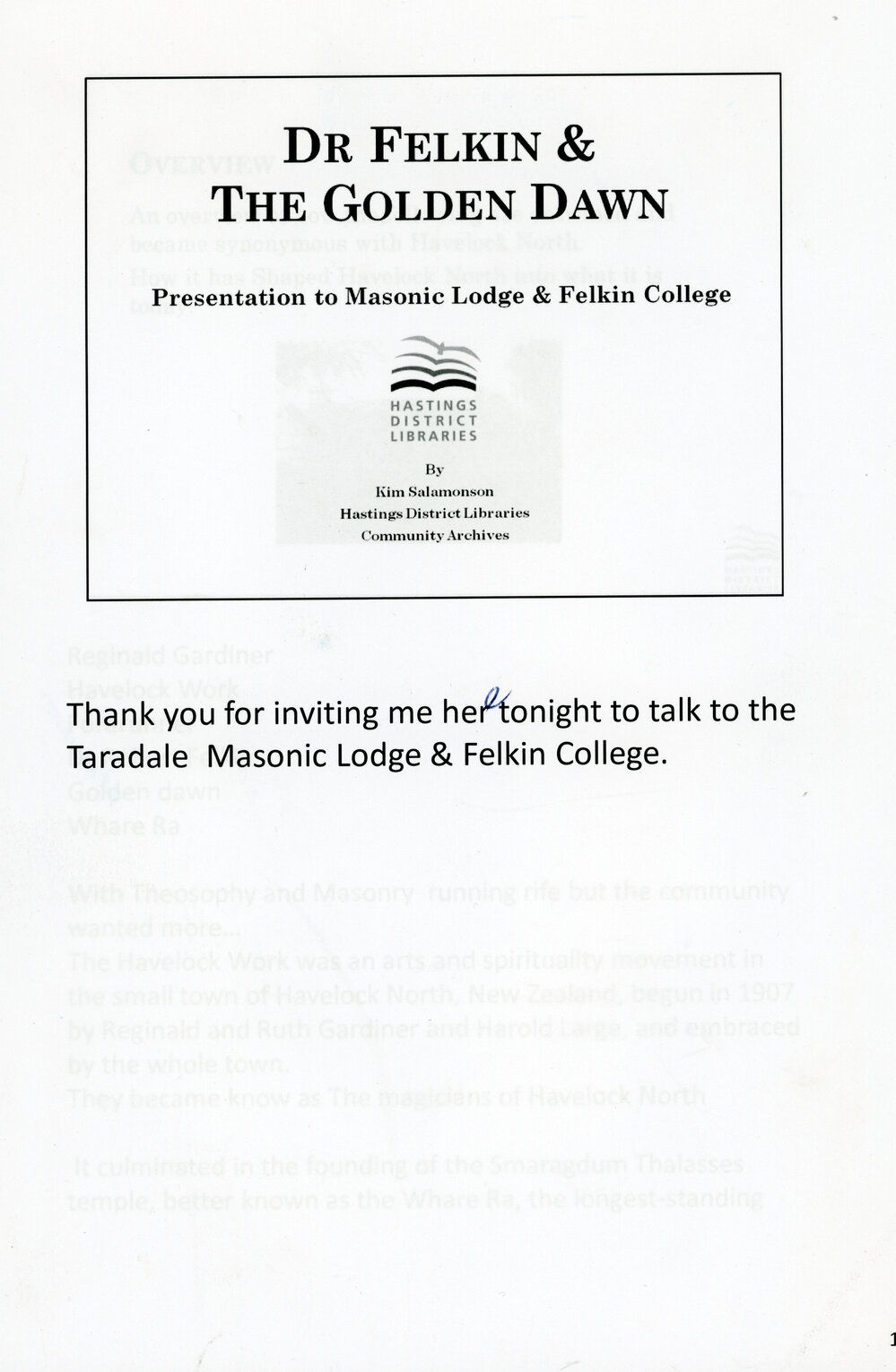 Transcript of a Talk on The Golden Dawn