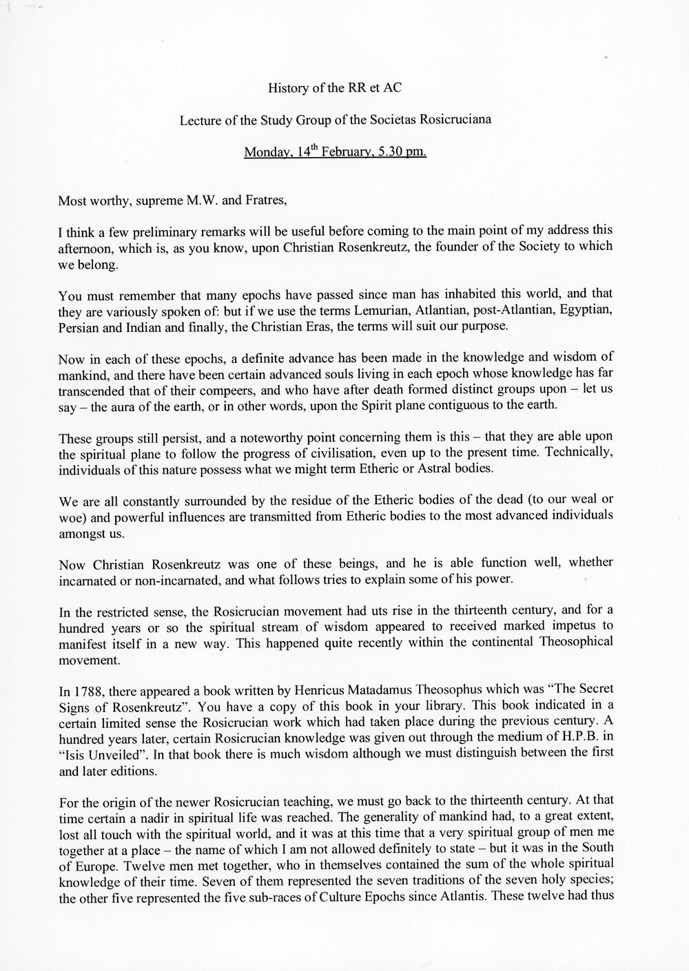 History of the RR et AC