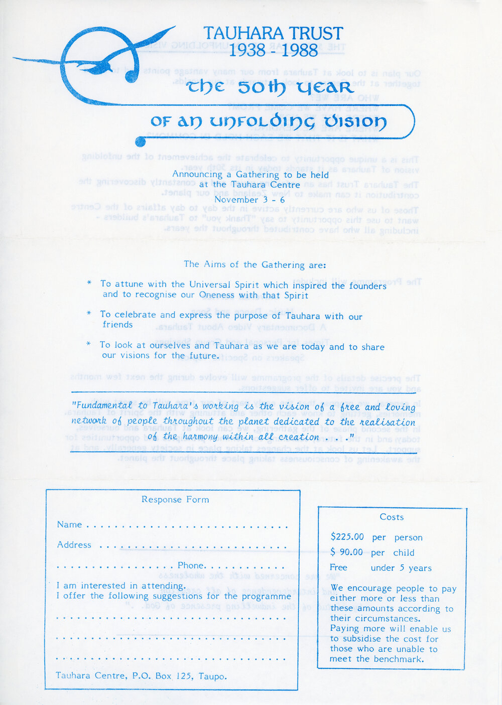 Tauhara Trust the 50th Year of an Unfolding Vision