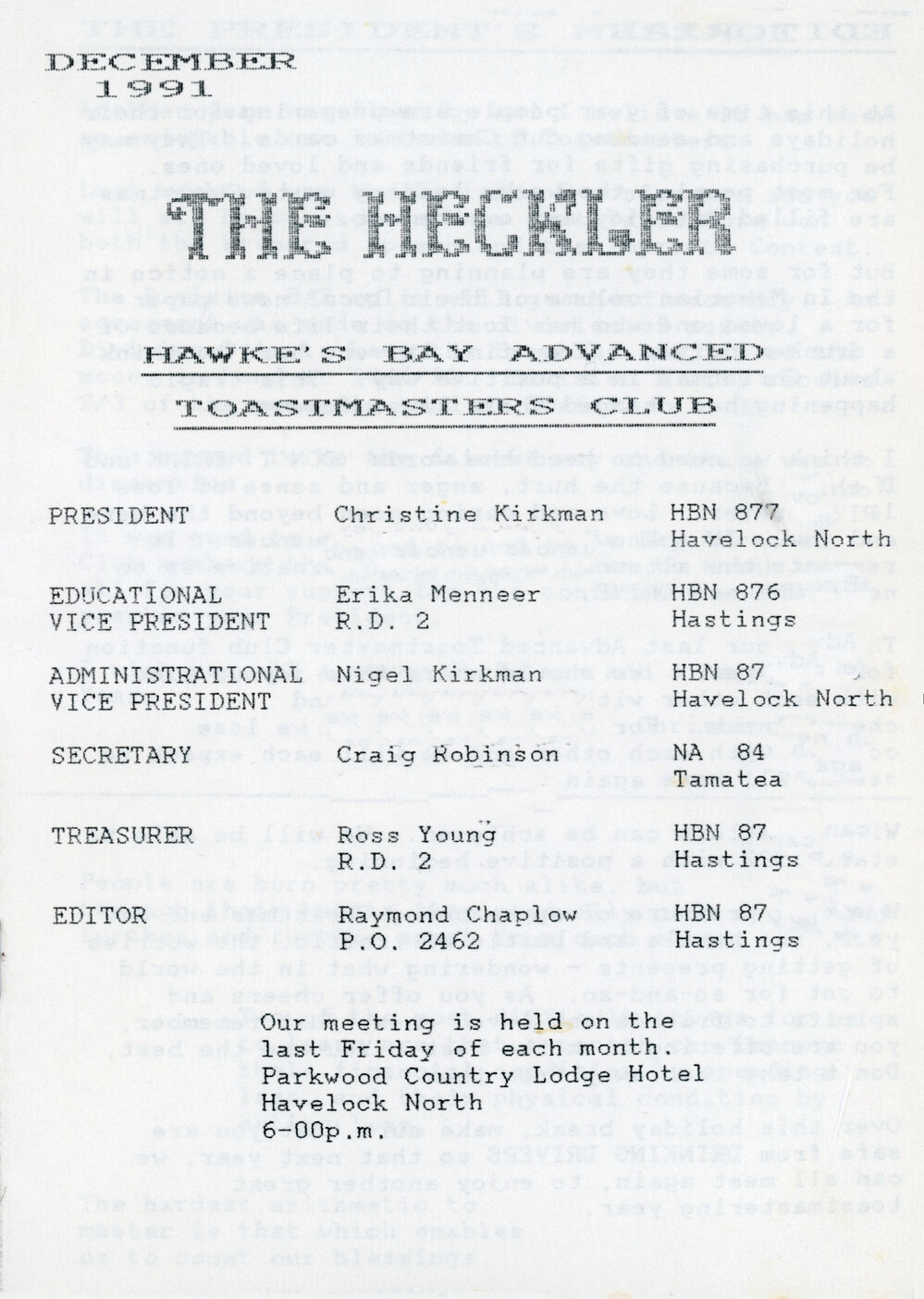 The Heckler December 1991