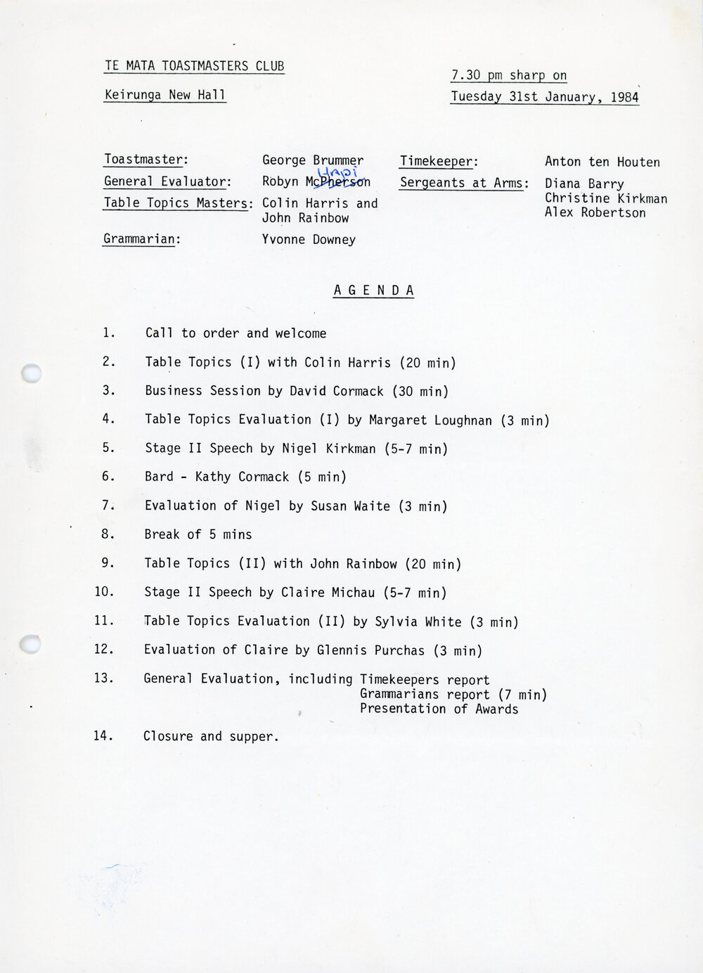 Te Mata Toastmasters Folder