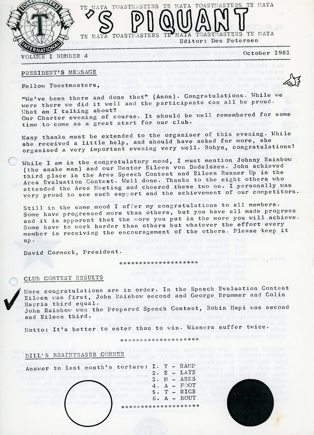 S'Piquant October 1983
