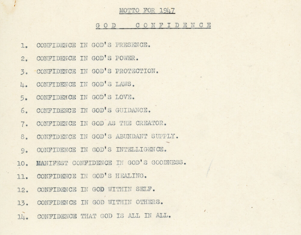 Motto For 1947: God Confidence