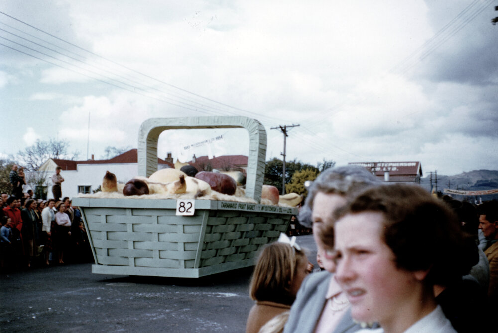 Taranaki Fruit Basket Float - Hastings Blossom Festival Parade 1954