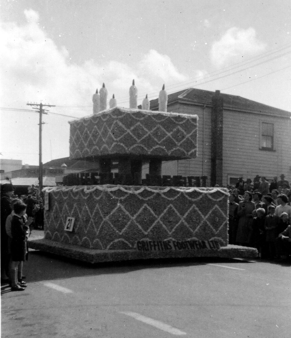 Griffiths Footwear Float - Hastings Blossom Festival Parade 1956