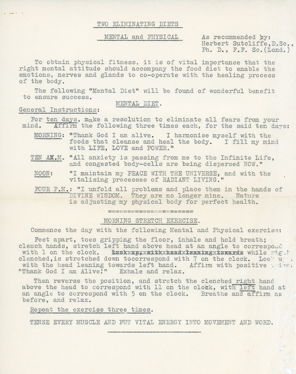 Two Elimination Diets: Mental and Physical