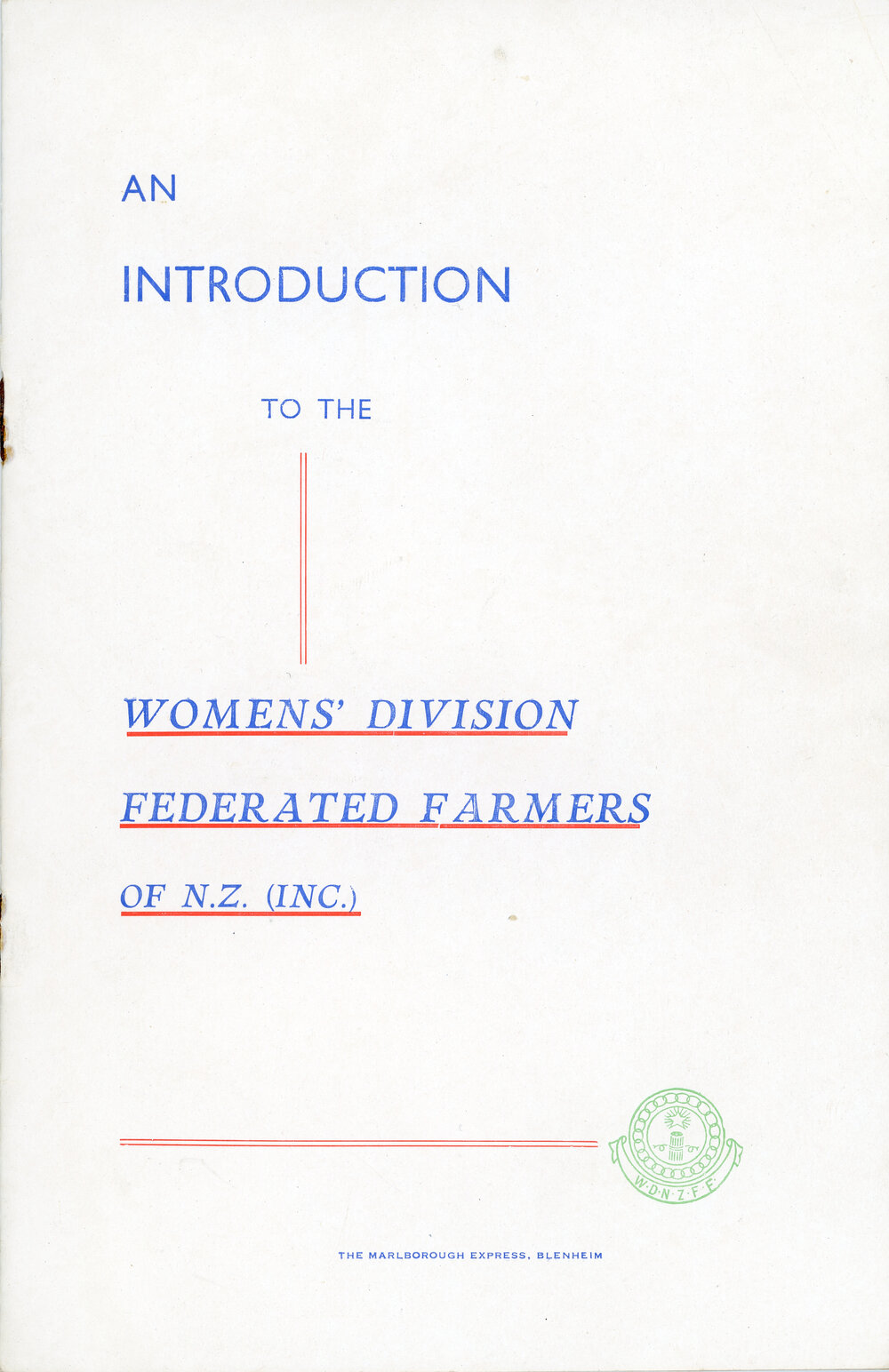 An Introduction to the Women's Division Federated Farmers of NZ