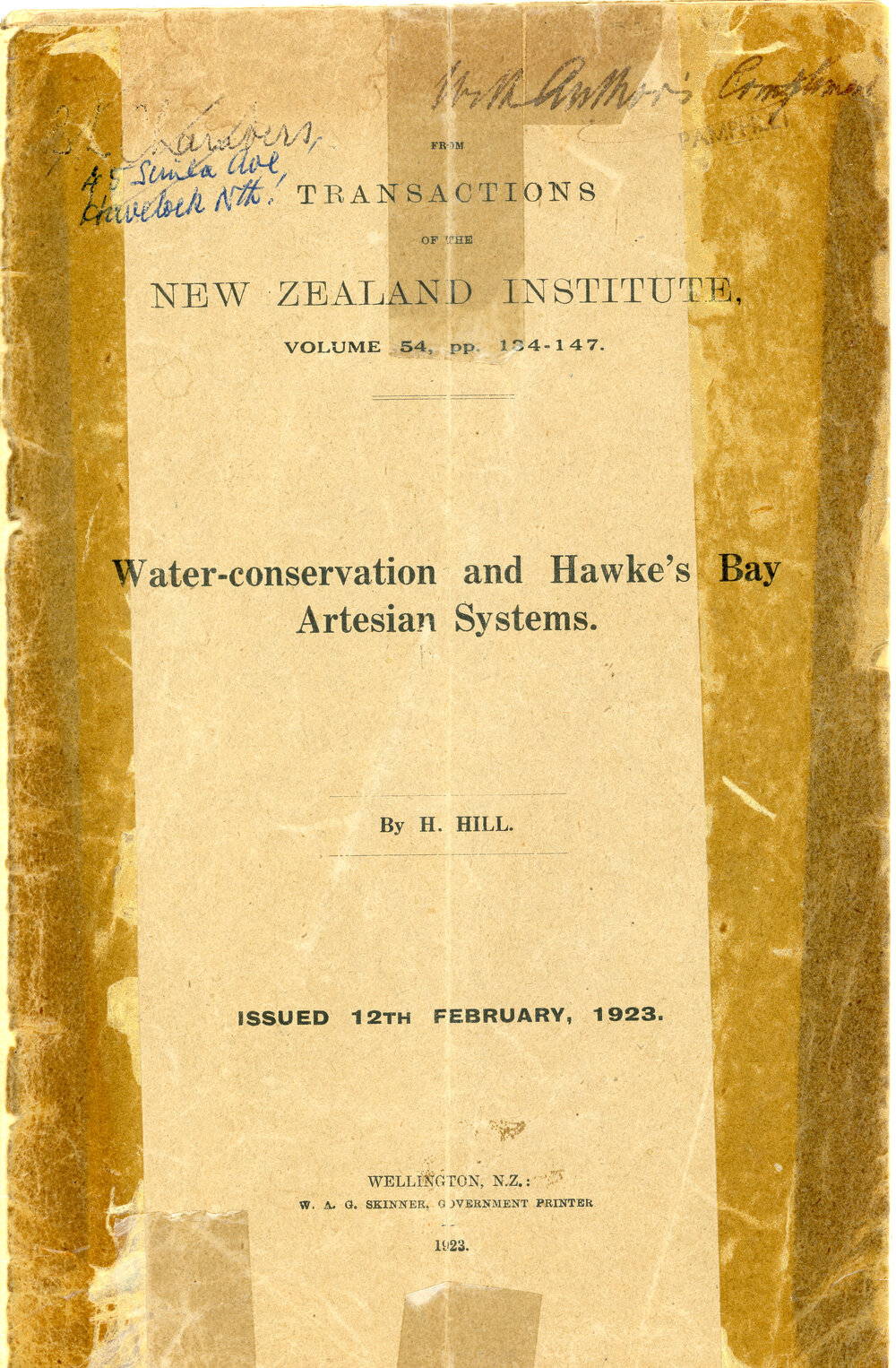 Water-conservation and Hawke's Bay Artesian Systems