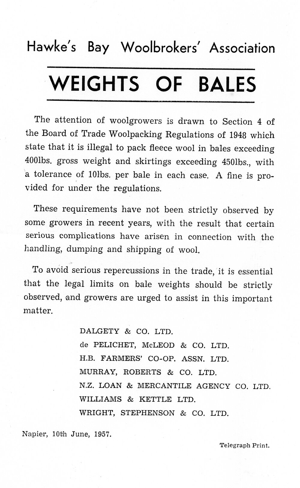 Weights of Bales Notice
