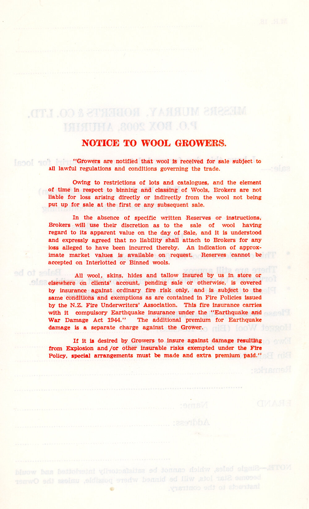 Murray, Roberts &amp; Co. Ltd. Wool Bales Form