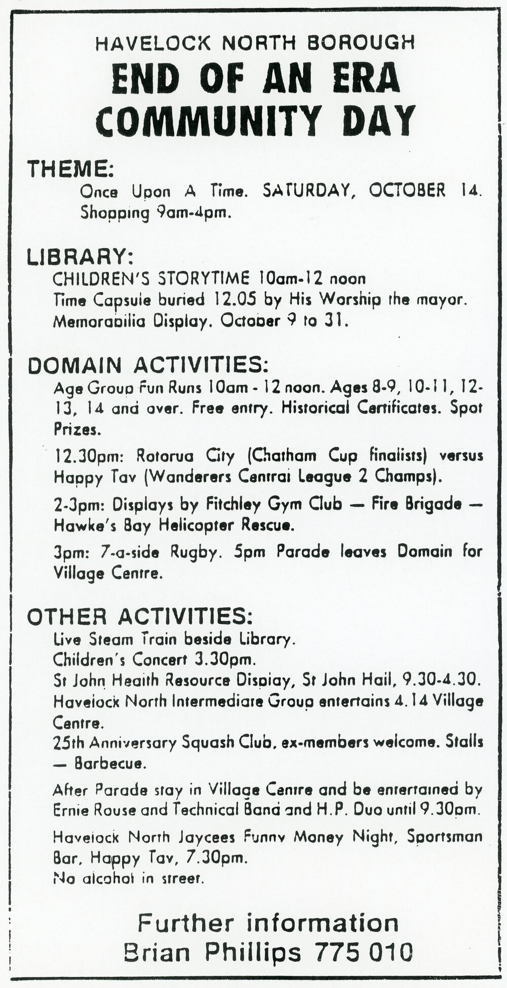 Havelock North Borough End of an Era Community Day