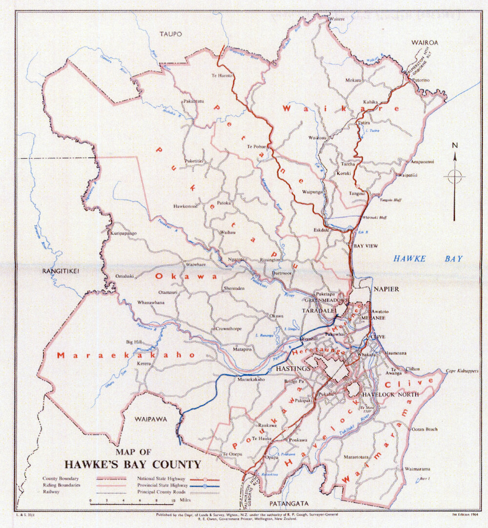 Map of Hawke's Bay County