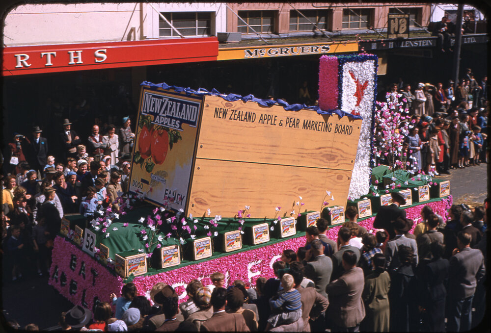 Apple and Pear Board Float - Hastings Blossom Festival Parade 1955