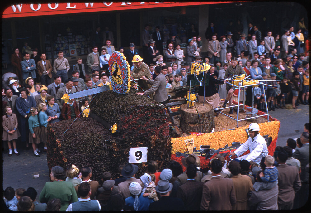 Woodcutting Float - Hastings Blossom Festival Parade 1955