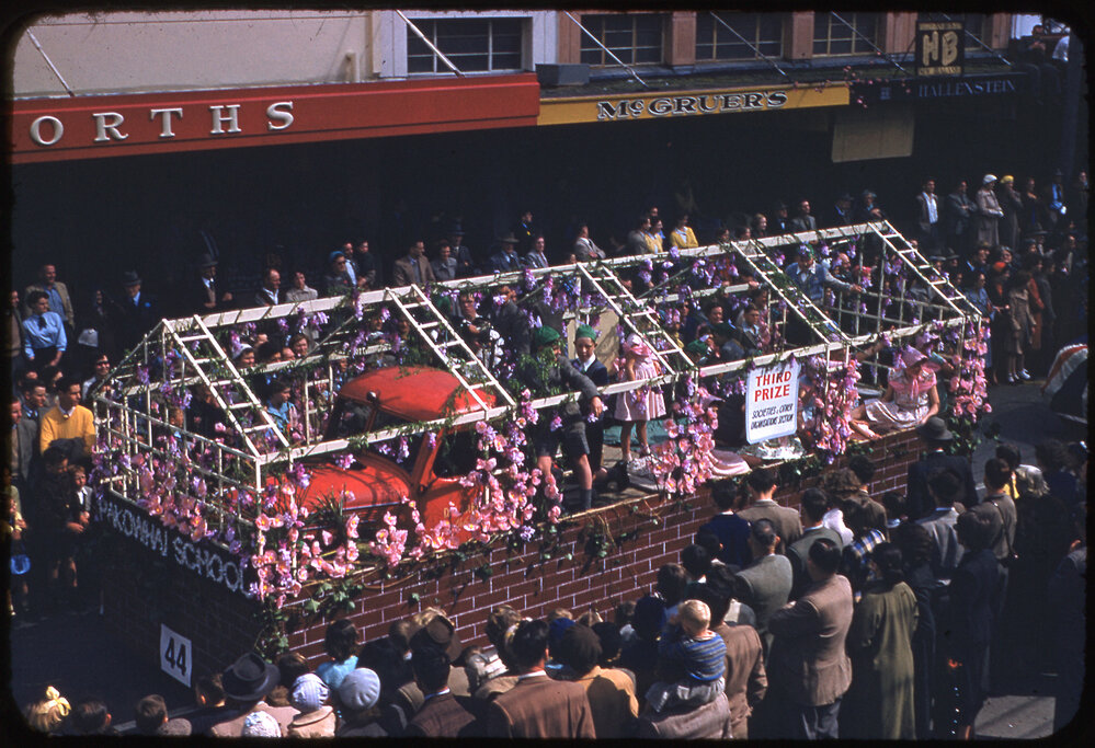 Pakowhai School Float - Blossom Festival Parade 1955