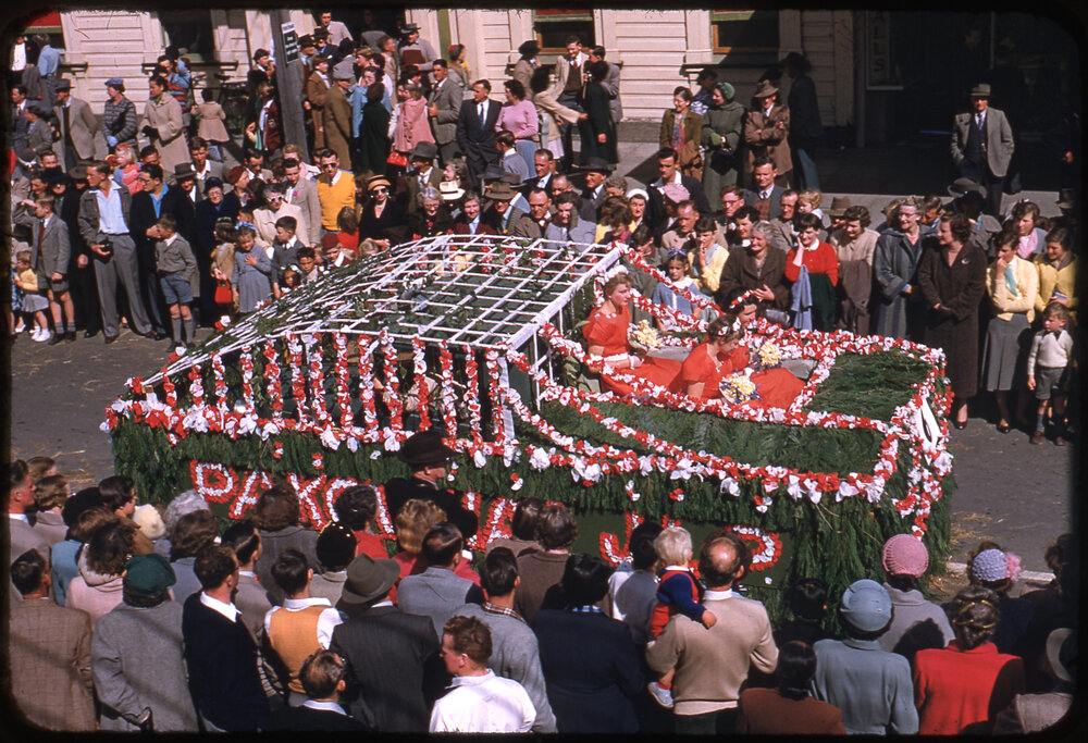 Pakowhai Junior Labour Party Float - Blossom Festival Parade 1955