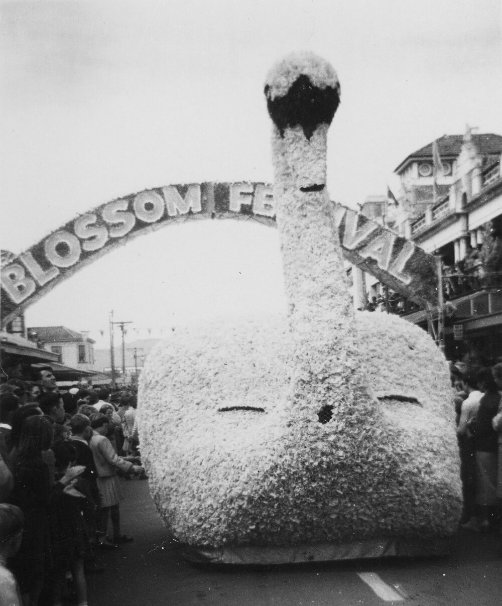 Swan Float - Blossom Festival Parade 1958