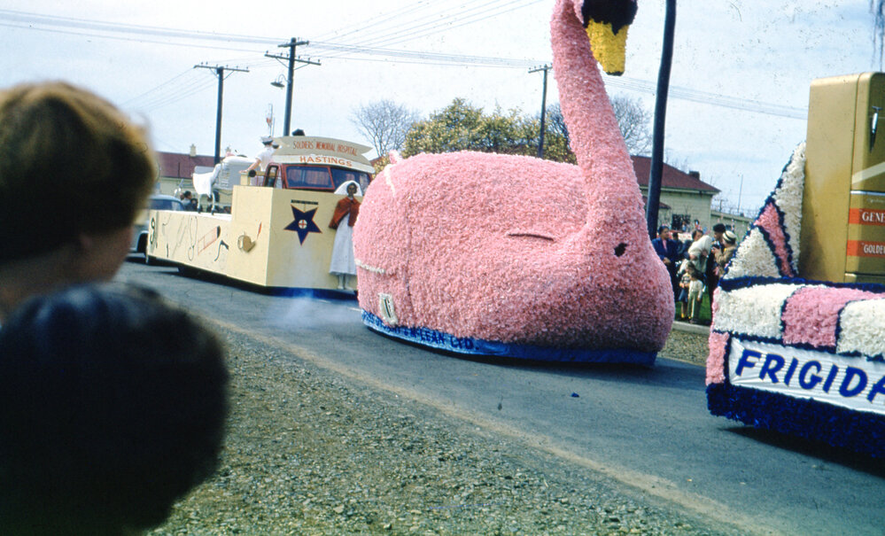 Swan Float - Blossom Festival Parade 1958