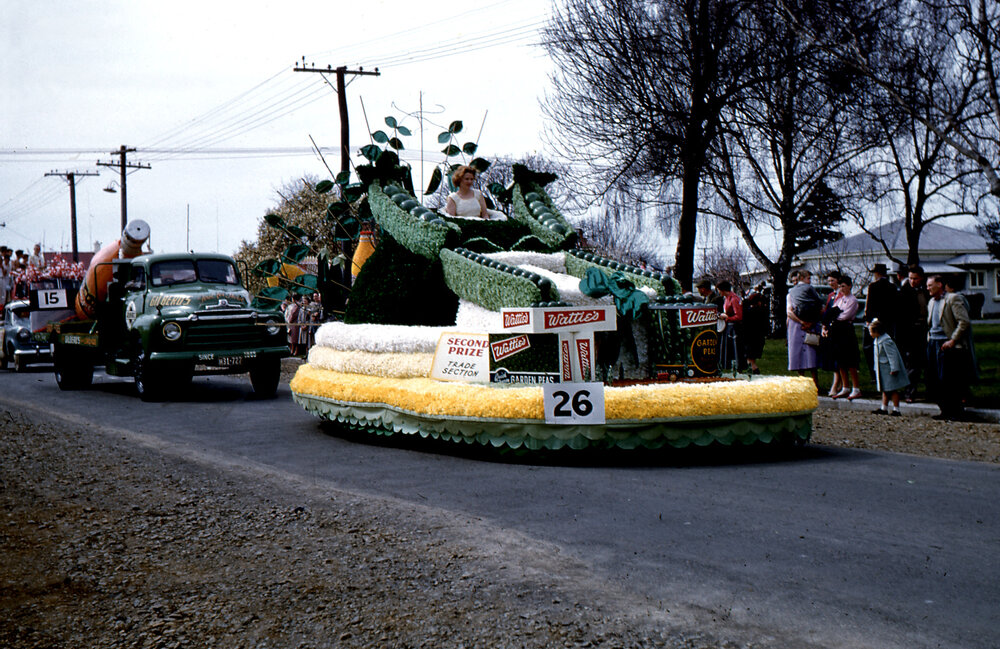 Watties Float - Hastings Blossom Festival Parade 1958