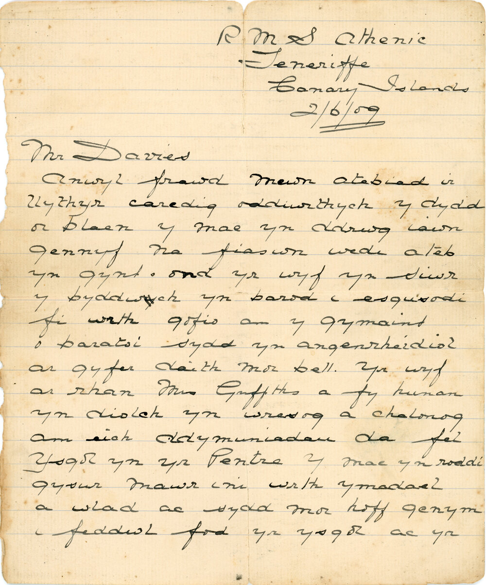Letter from Charles Griffiths