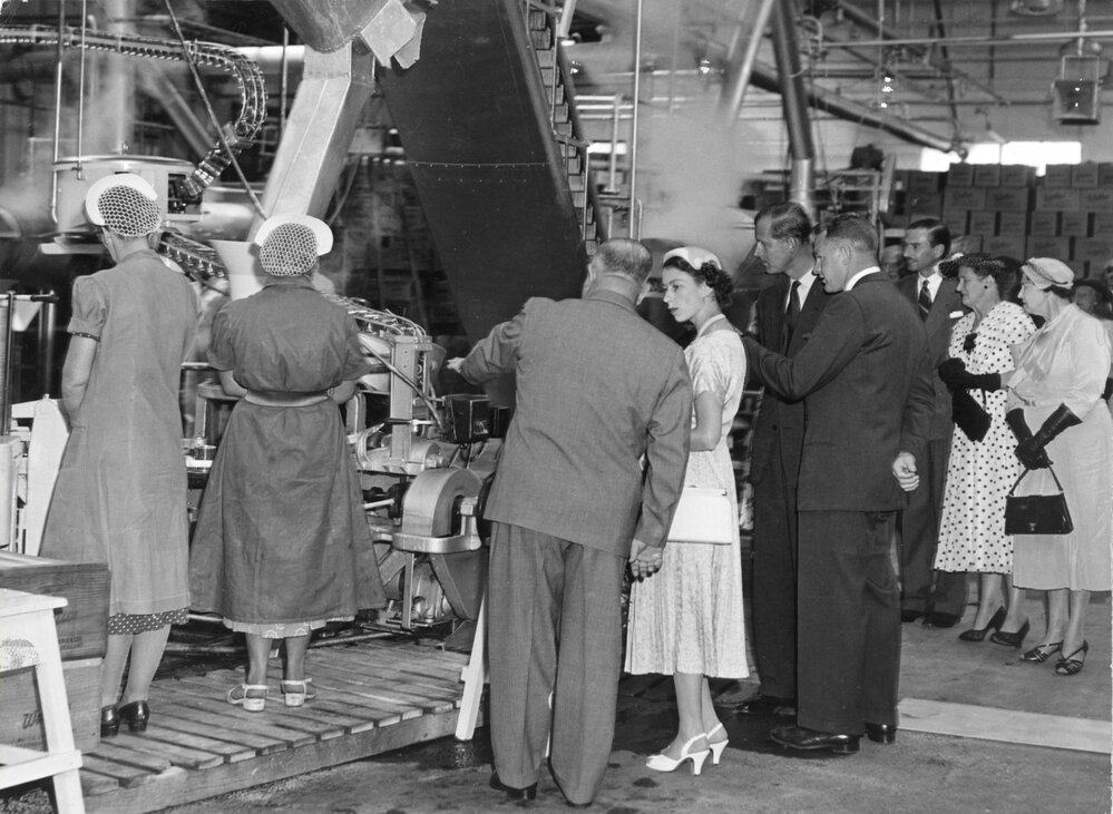 Queen Elizabeth and Prince Philip with Sir James Wattie