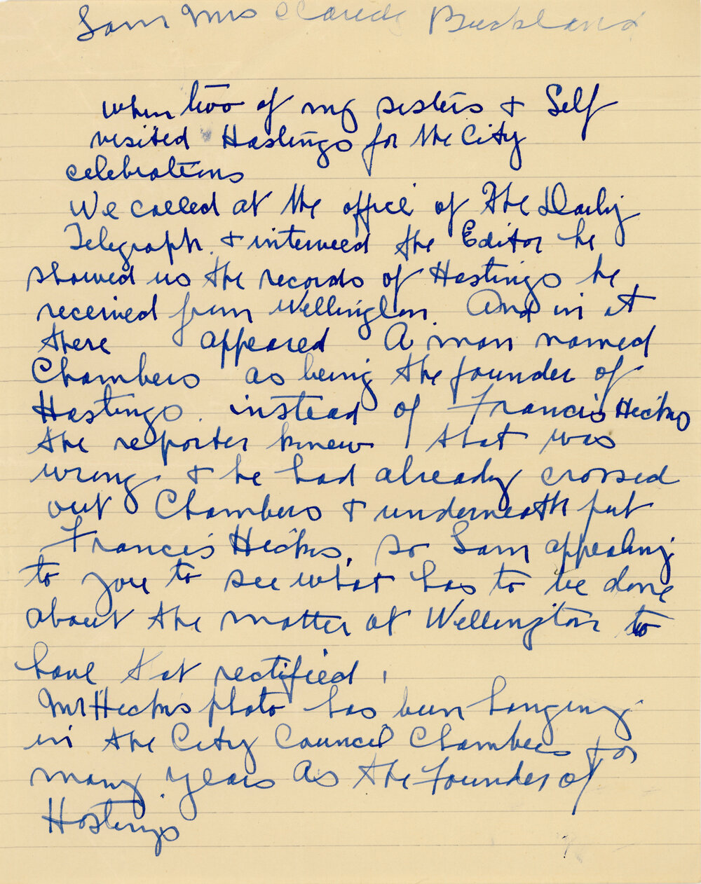 Letters to Town Clerk