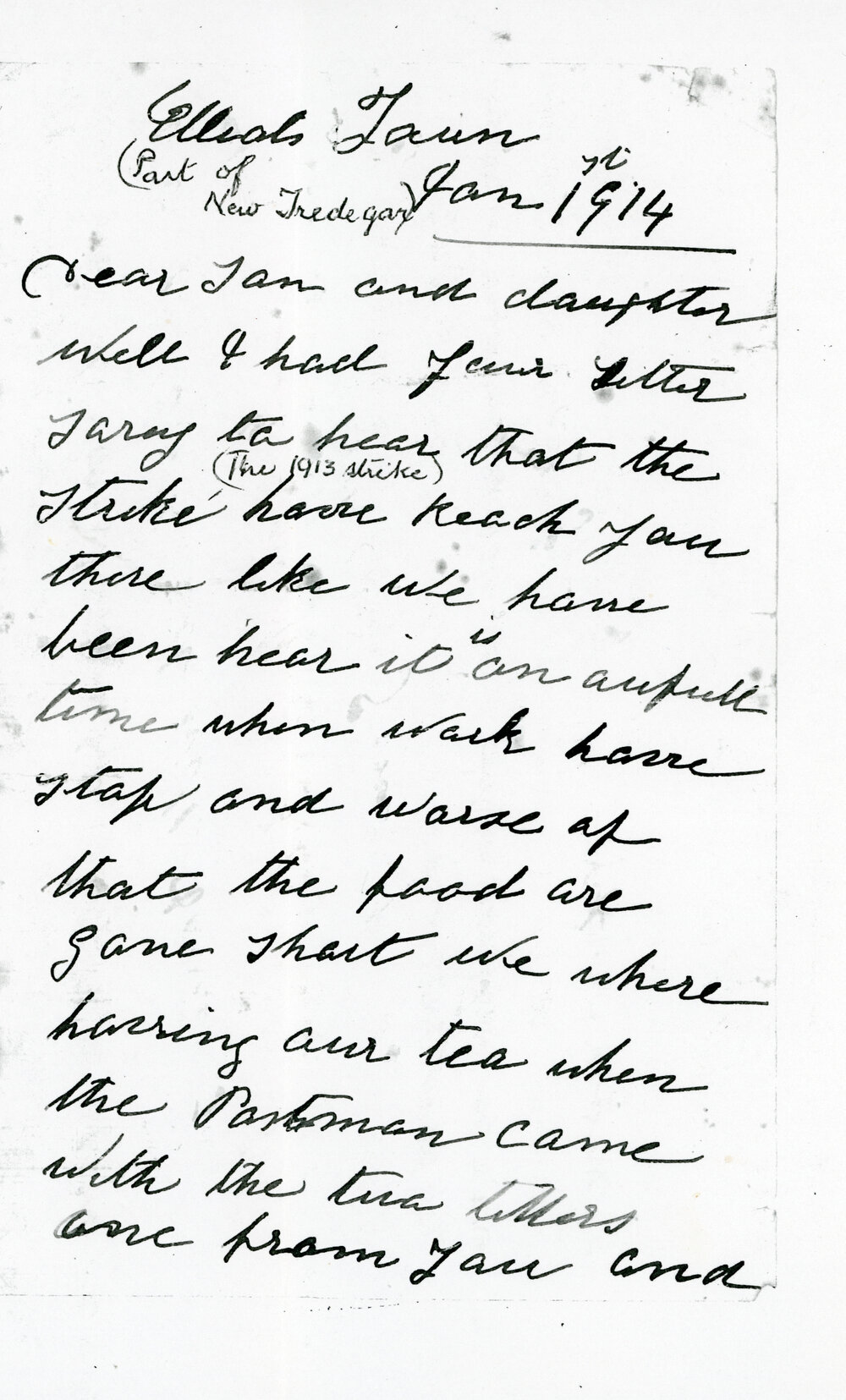 Letter from Elizabeth Davies