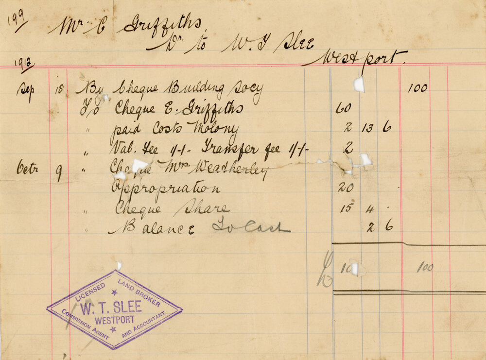 Receipts from W.T. Slee