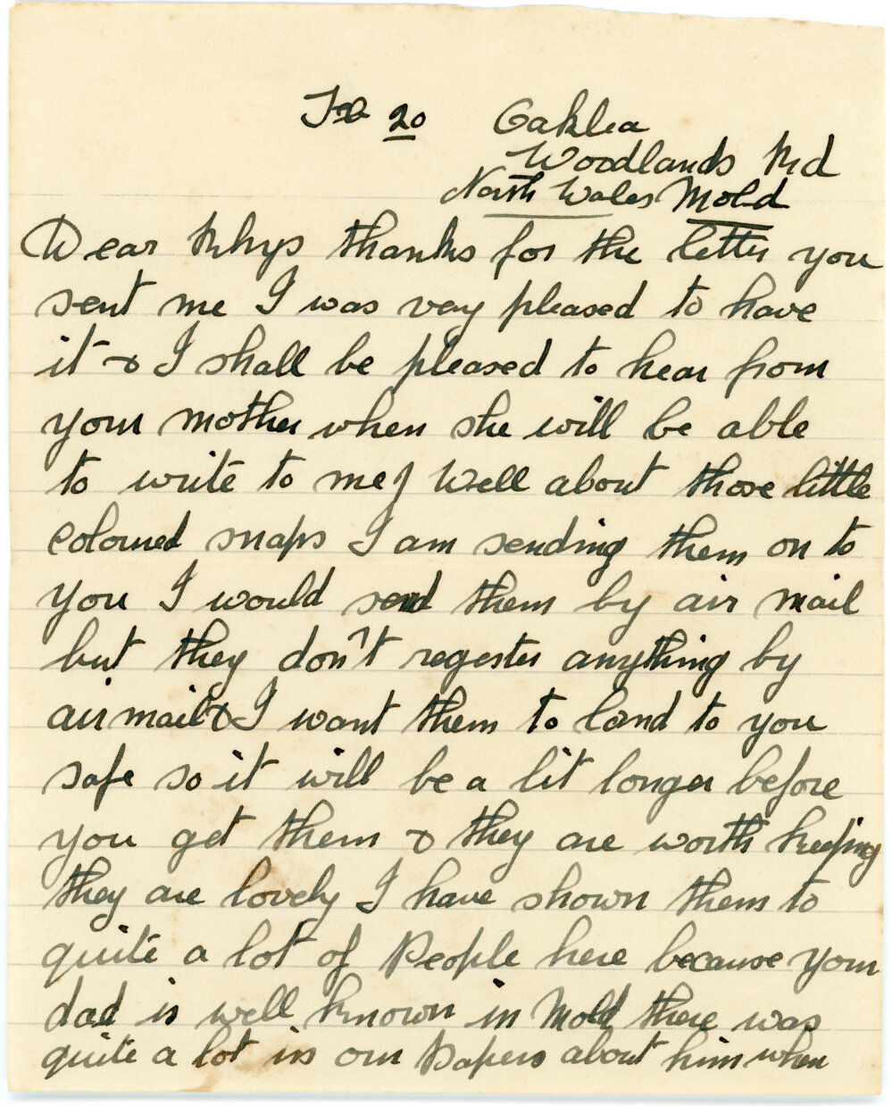 Letter to Rhys Griffiths 