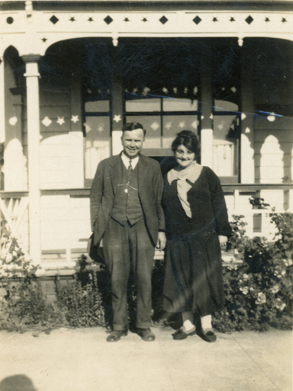 Charles and Bessie Griffiths Outside Home