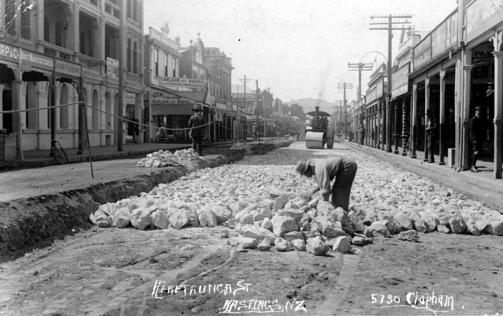 Roadmaking, Heretaunga Street Looking East
