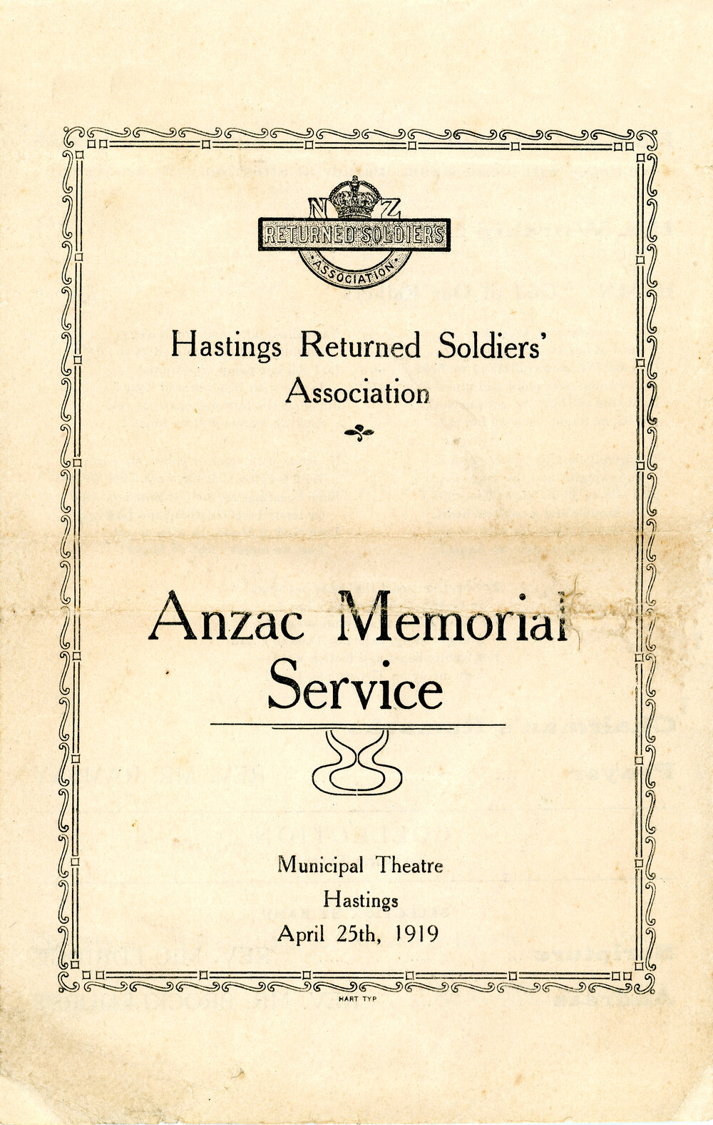 Anzac Memorial Service Programme