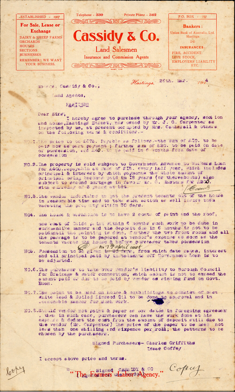 Agreement to Purchase Property