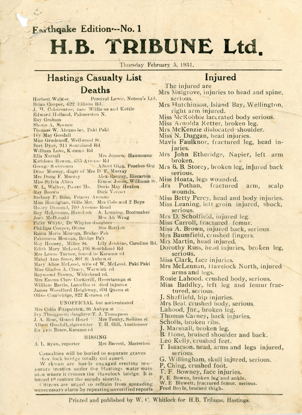 Earthquake Edition No.1