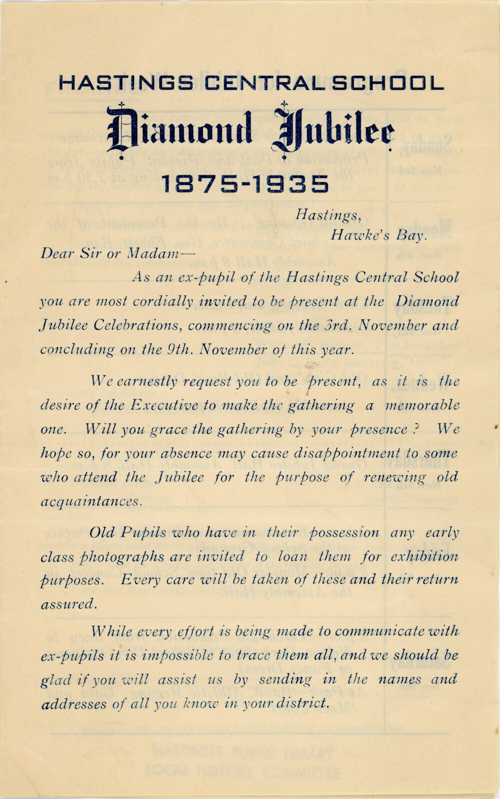 Central School Diamond Jubilee