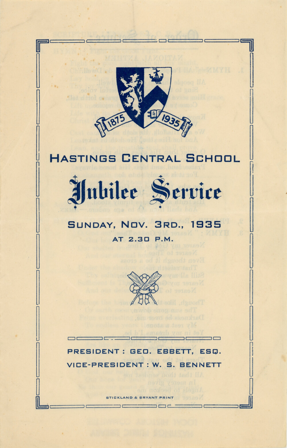 Hastings Central School Jubilee Service
